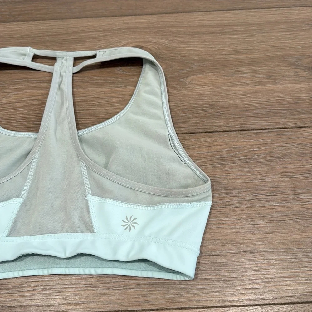 ATHLETA Light Blue Push The Limit Pullover Racerback Mesh Active Sports Bra Sz S